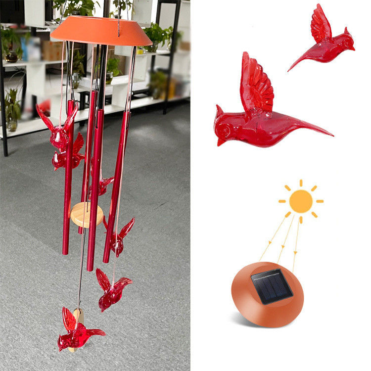 Led Indoor Hummingbird Home Decor Solar Wind Chimes Luz com opções personalizáveis