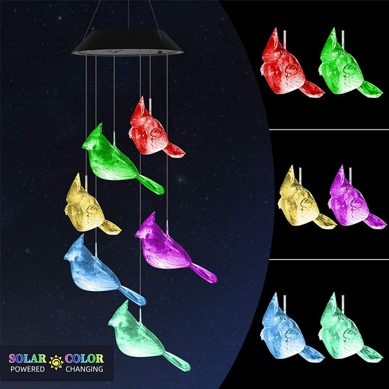 Led Indoor Hummingbird Home Decor Solar Wind Chimes Luz com opções personalizáveis