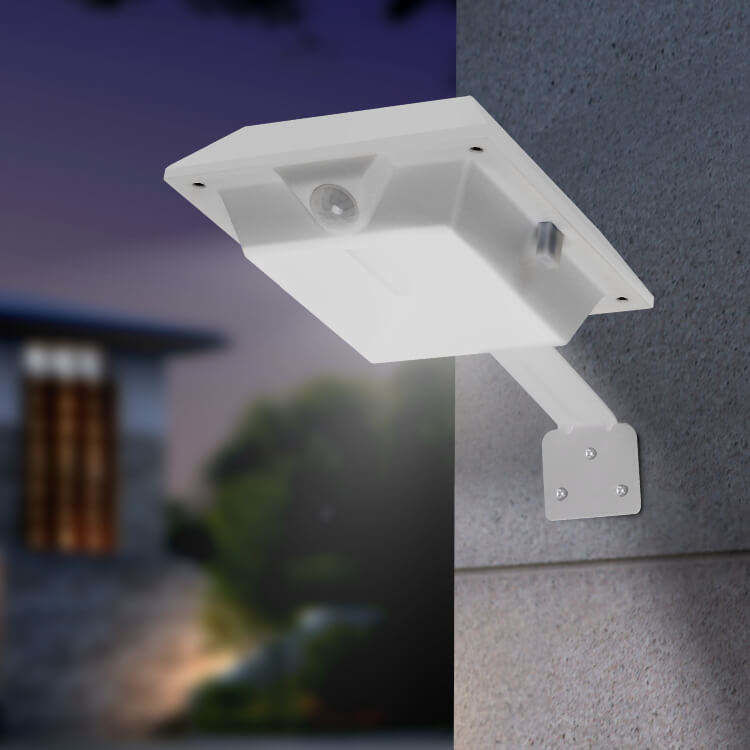 Luz solar de jardim montada na parede exterior com sensor de movimento PIR e fluxo luminoso de 300lm