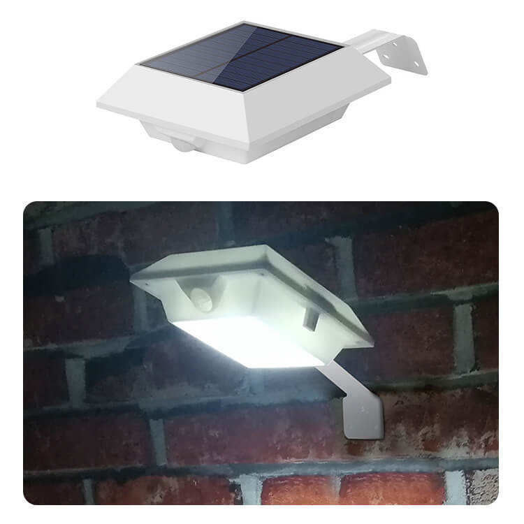 Luz solar de jardim montada na parede exterior com sensor de movimento PIR e fluxo luminoso de 300lm