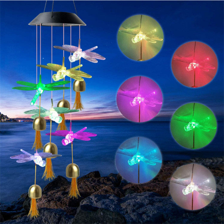 Lâmpada de vento de jardim Solar Sinos de vento Luz para decoração de borboleta interior personalizável