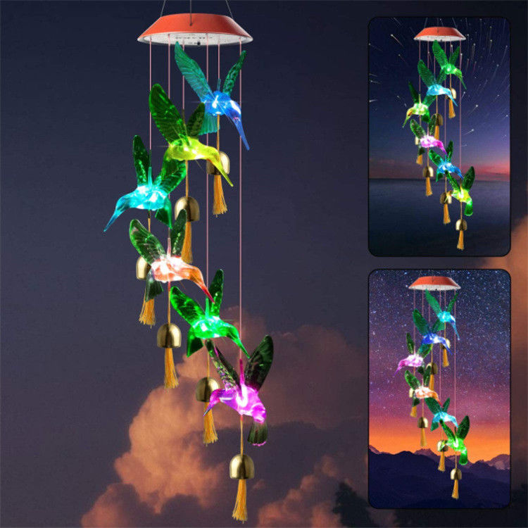 Lâmpada de vento de jardim Solar Sinos de vento Luz para decoração de borboleta interior personalizável