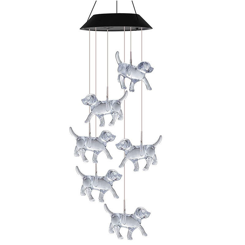 Vento Solar Chimes Luz para LED personalizável Cachorrinho Interior Casa Decoração no Jardim Colorido