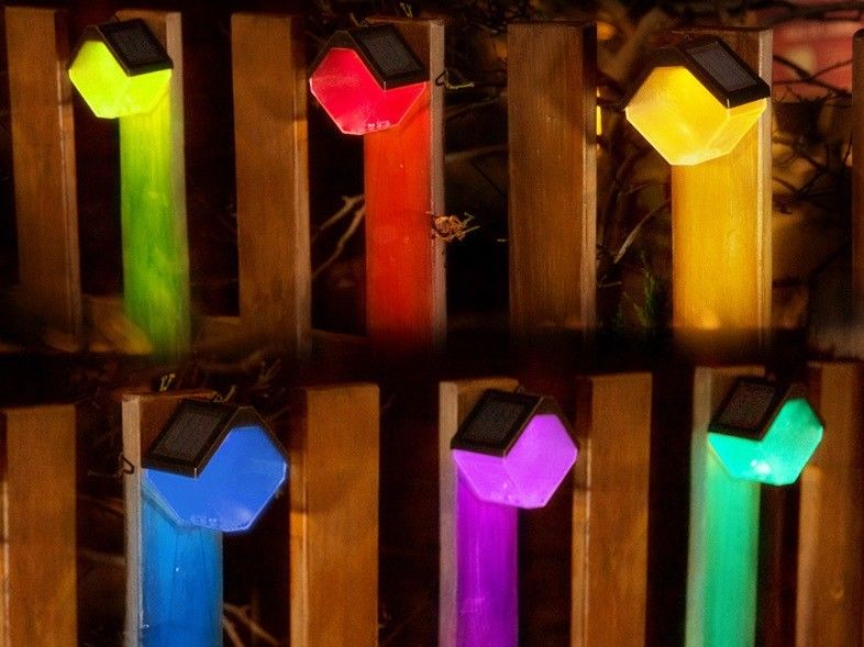 Solar LED Street Light Lâmpada Quente E Rgb Cor Lâmpada De Parede Para Deck Decorativo Exterior