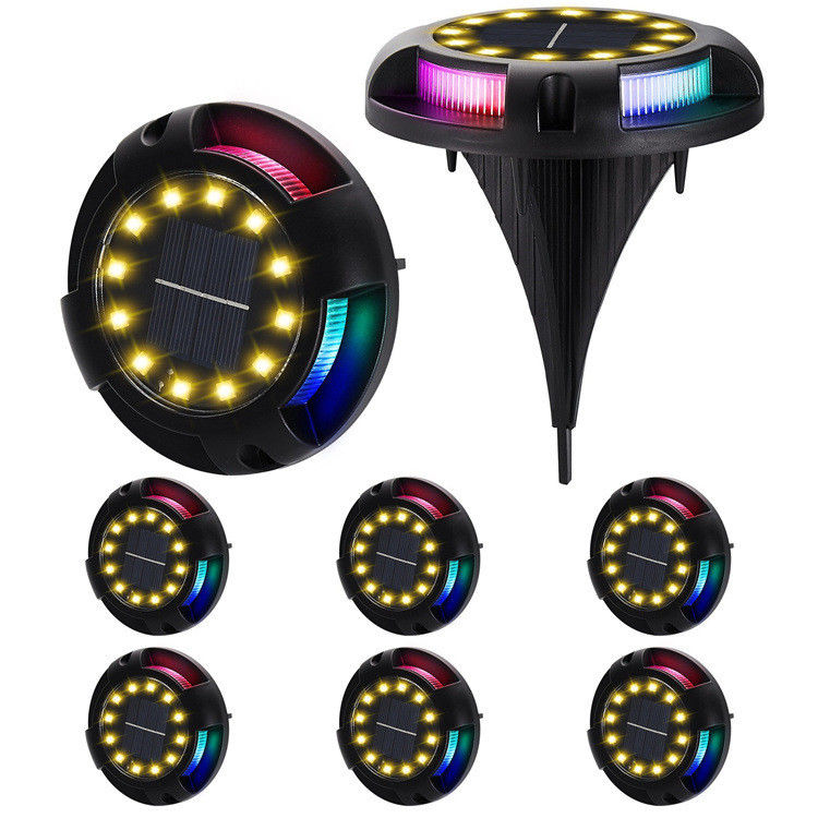 Luzes de disco a energia solar para caminhada de paisagem pátio LED à prova d'água jardim exterior