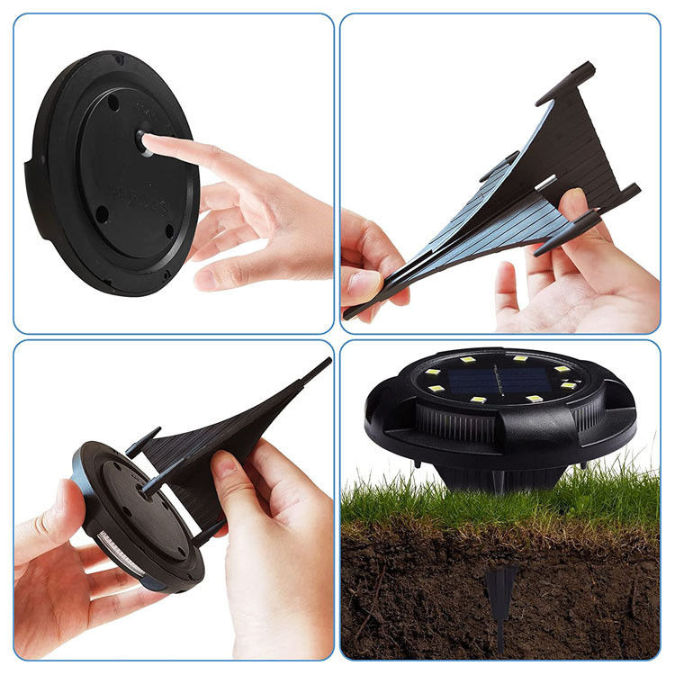 Luzes de disco a energia solar para caminhada de paisagem pátio LED à prova d'água jardim exterior