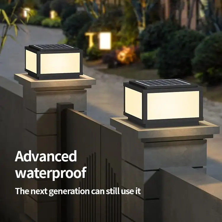 5000 horas de vida útil Solar Outdoor Courtyard Door Post Light para Lawn Club