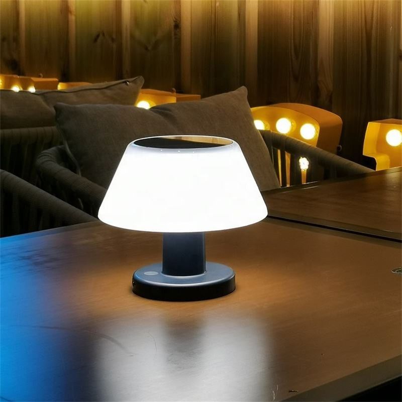 Lâmpada de mesa solar LED Luz de mesa branca Luzes noturnas IP55 Lâmpada de mesa solar de pátio de jardim