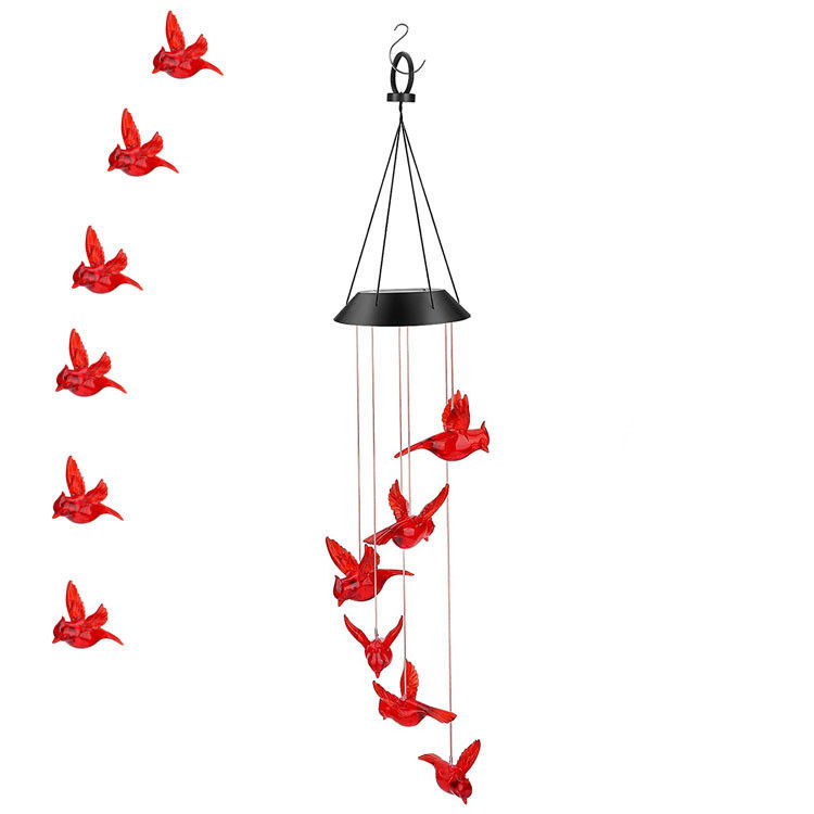 LED Solar Wind Chimes Waterproof Hummingbird Garden Bell Luz para decoração de casa ao ar livre