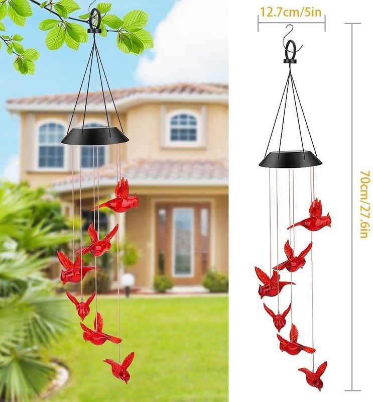 LED Solar Wind Chimes Waterproof Hummingbird Garden Bell Luz para decoração de casa ao ar livre