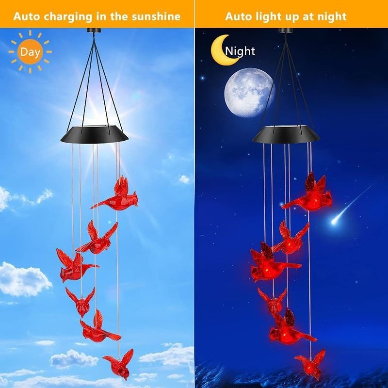 LED Solar Wind Chimes Waterproof Hummingbird Garden Bell Luz para decoração de casa ao ar livre