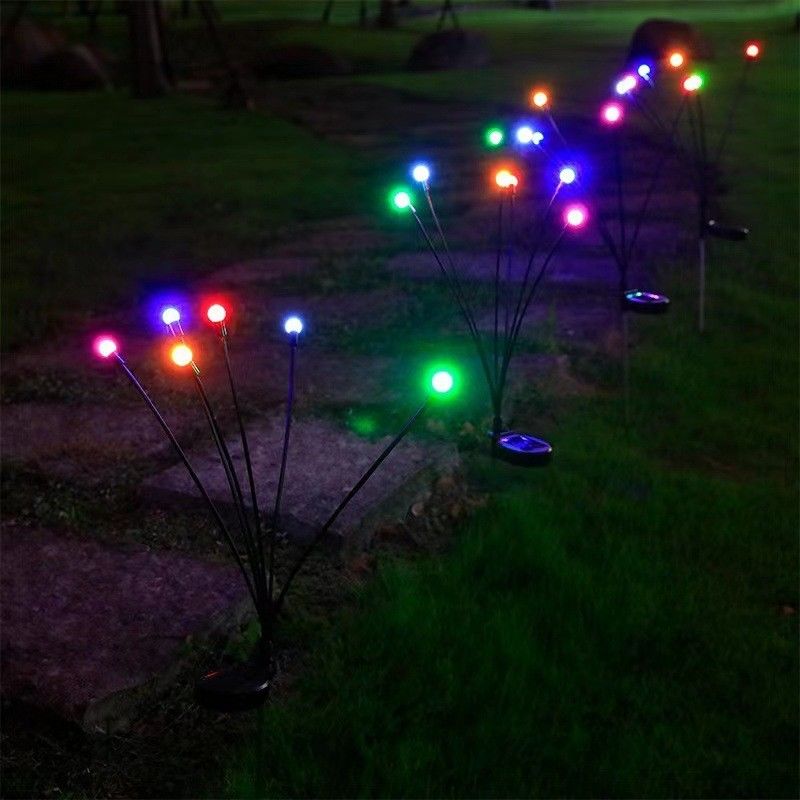 Luz de jardim decorativa de vaga-lumes movida a energia solar Impermeável para caminhos ao ar livre 8 cabeças