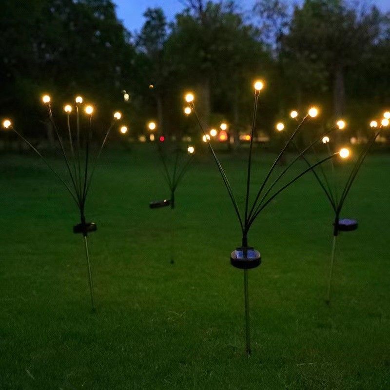 Luz de jardim decorativa de vaga-lumes movida a energia solar Impermeável para caminhos ao ar livre 8 cabeças