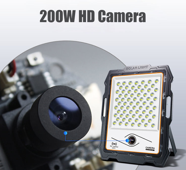 120° ângulo de feixe 100 200 300 400watt luz solar com câmera de Cctv alumínio LED luzes de inundação