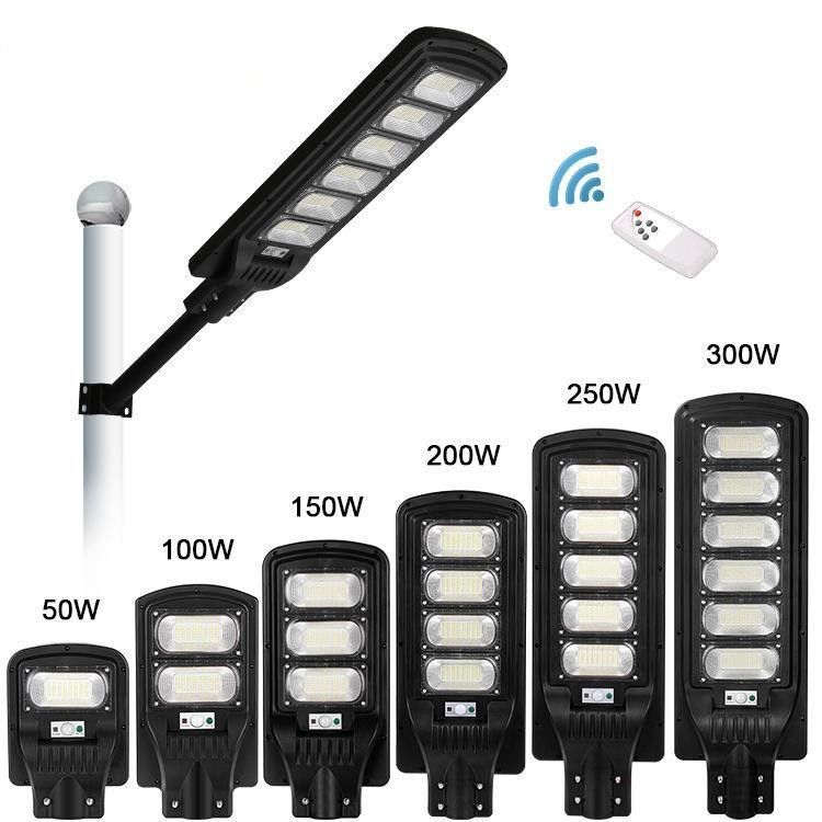 Bateria 3.2V/16000MAH 100lm/w 100w 200w 300w Luz solar de rua com controle remoto