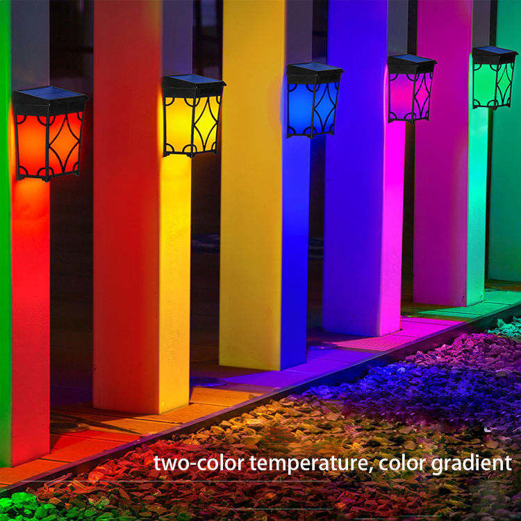 Lâmpadas de vedação solar RGB Cor Inóspita Lanterna de parede solar exterior IP65 40000 Horas