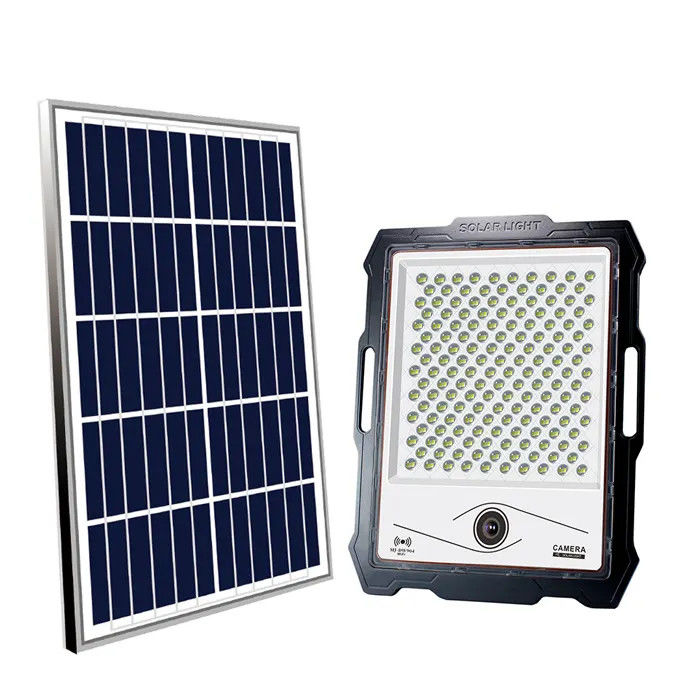 100W 200W 300W 400W Luz solar de inundação com câmera de vigilância e controle remoto para exterior
