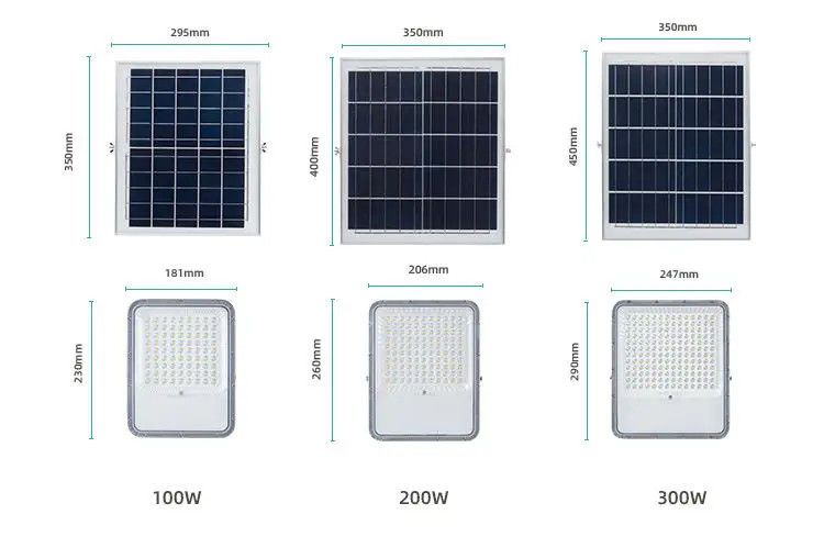 Lâmpada de inundação solar de 100w 200w 300w LED para iluminação estável e consistente