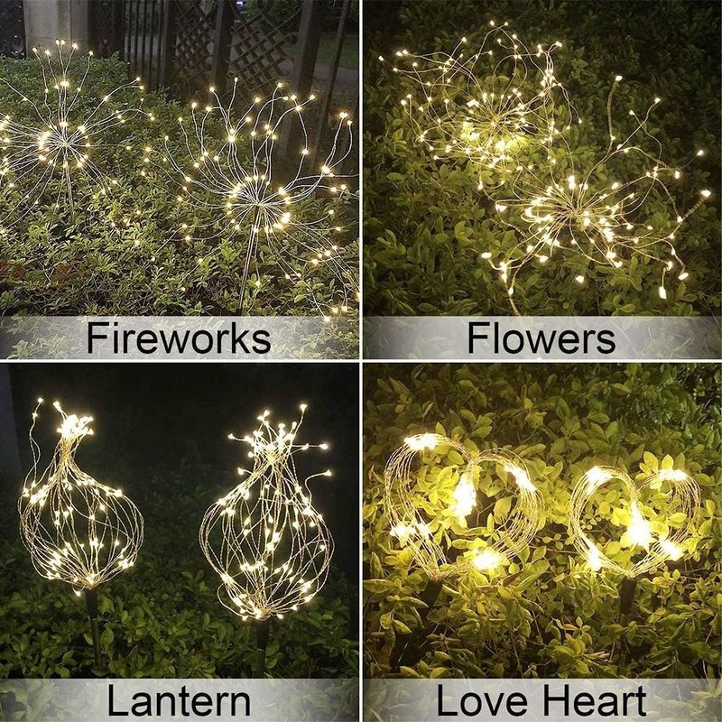 Luz solar de fogos de artifício LED para jardim de relva Patio Decoração de Natal