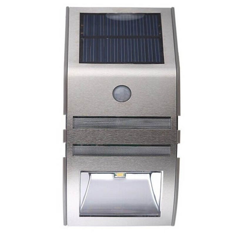 Lâmpada solar de parede exterior com material de aço inoxidável impermeável e sensor inteligente