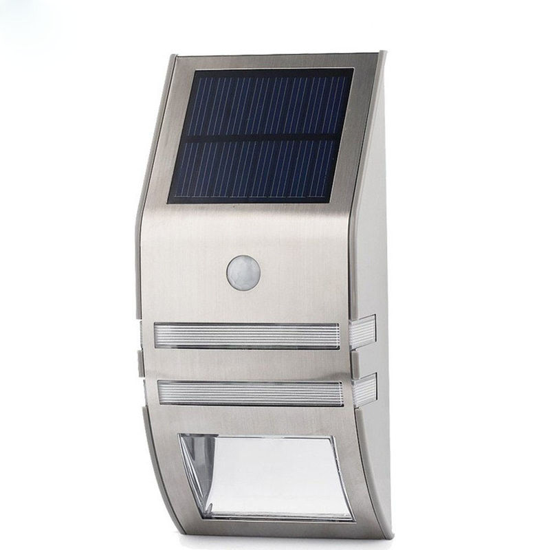 Lâmpada solar de parede exterior com material de aço inoxidável impermeável e sensor inteligente