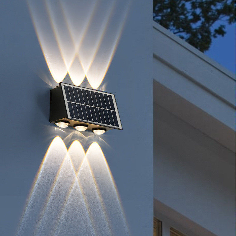 Lâmpada de parede solar moderna para decoração de jardim à prova d'água Casa Luz noturna LED exterior