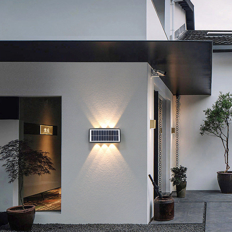 Lâmpada de parede solar moderna para decoração de jardim à prova d'água Casa Luz noturna LED exterior