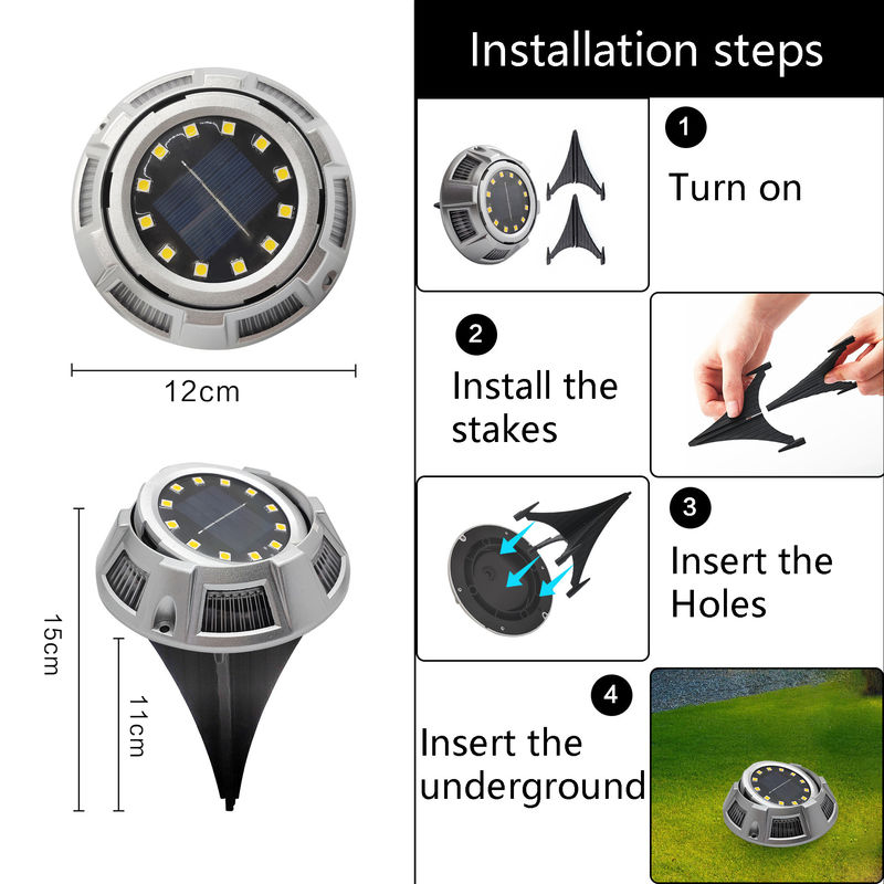 3V Voltagem de Entrada Luz solar subterrânea para decoração de jardim em ABS/Alumínio