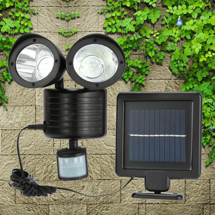 50000 horas de vida útil 22LED Sensor do corpo humano Luz de segurança solar para caminho exterior