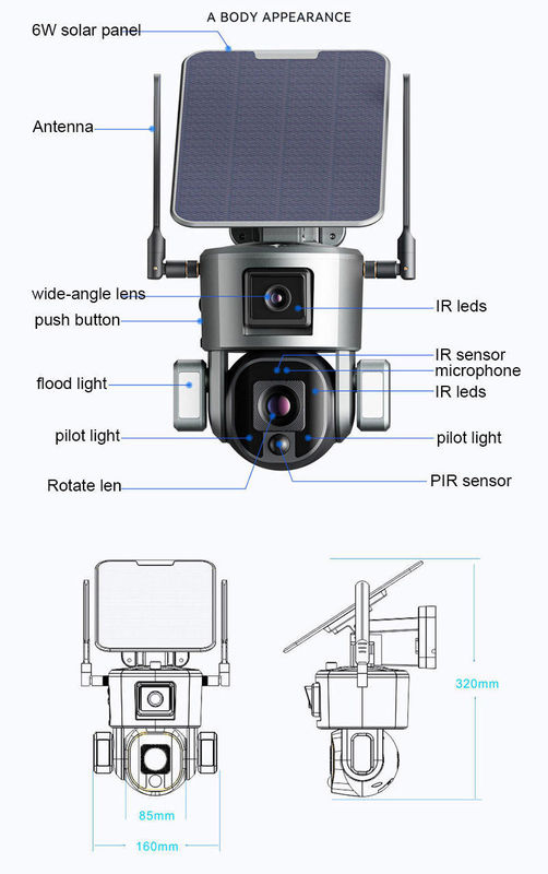 Água à prova de 1080p 2 Way Audio Wifi 4g Painel Solar Bateria Cctv Power Camera para Outdoor