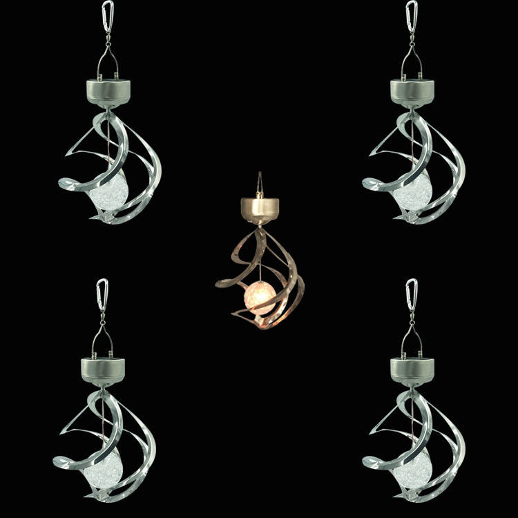 Lâmpadas de vento solar em espiral Lâmpadas de vento solar em espiral Lâmpadas de LED para jardim à prova d'água