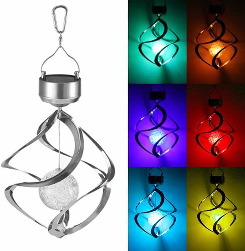 Lâmpadas de vento solar em espiral Lâmpadas de vento solar em espiral Lâmpadas de LED para jardim à prova d'água