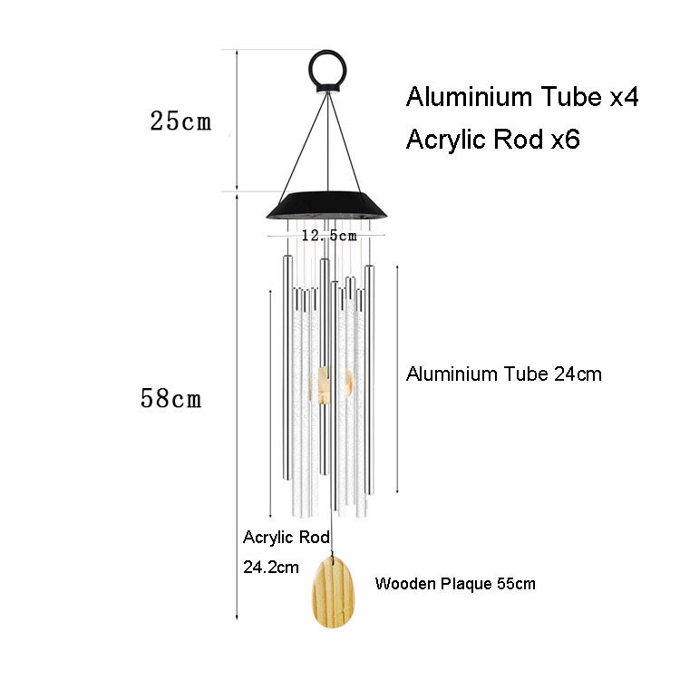Chime de vento à energia solar à prova d'água com um design de beija-flor e borboleta que muda de cor