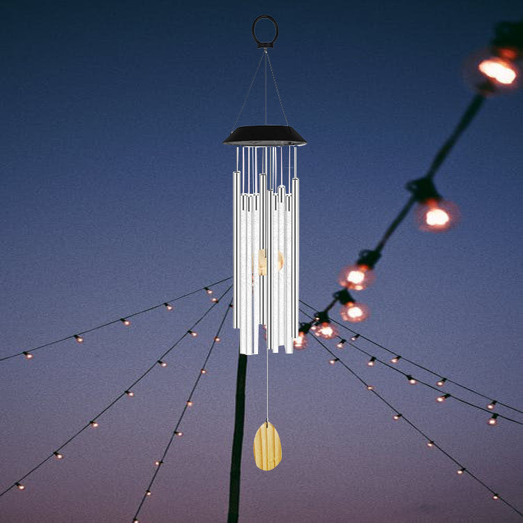 Chime de vento à energia solar à prova d'água com um design de beija-flor e borboleta que muda de cor