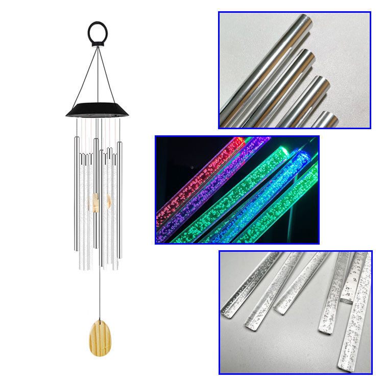 Chime de vento à energia solar à prova d'água com um design de beija-flor e borboleta que muda de cor