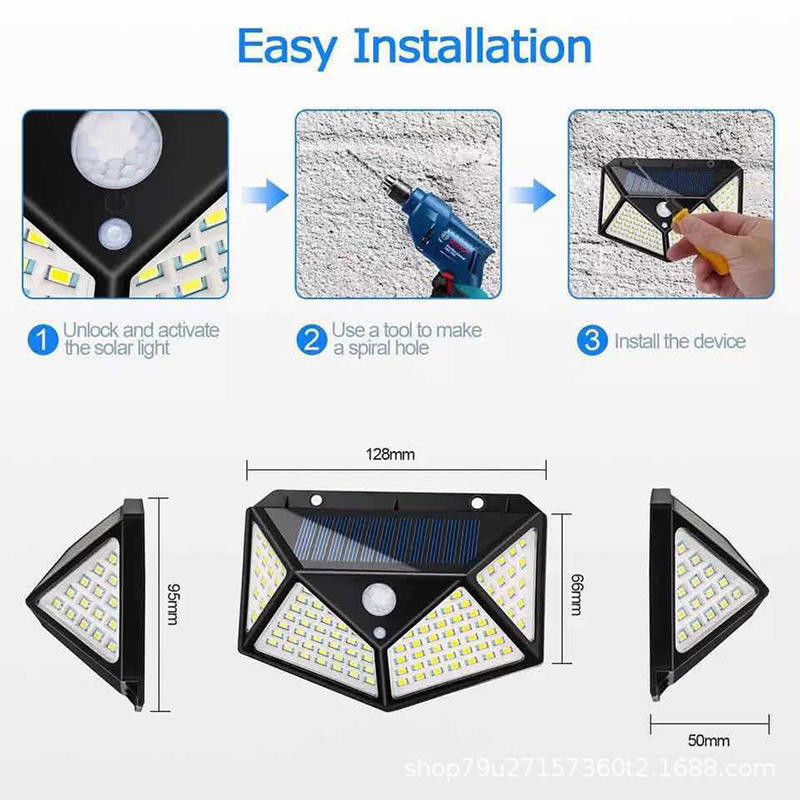 Lâmpada de jardim solar Sensor de luz de parede LED Luz de inundação com 65lm/w Eficiência luminosa