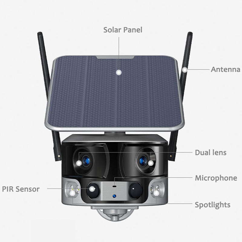 Oito milhões de articulação horizontal câmera solar ao ar livre Wifi câmera de câmera de câmera de vídeo