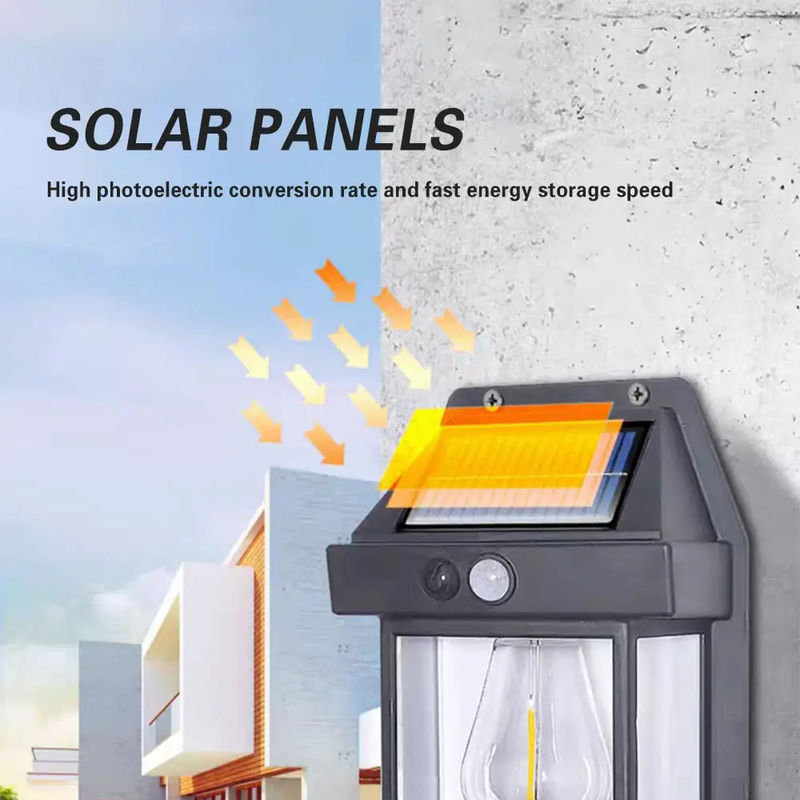 Lâmpada solar LED exterior com sensor de movimento Iluminação de parede Ip65 impermeável