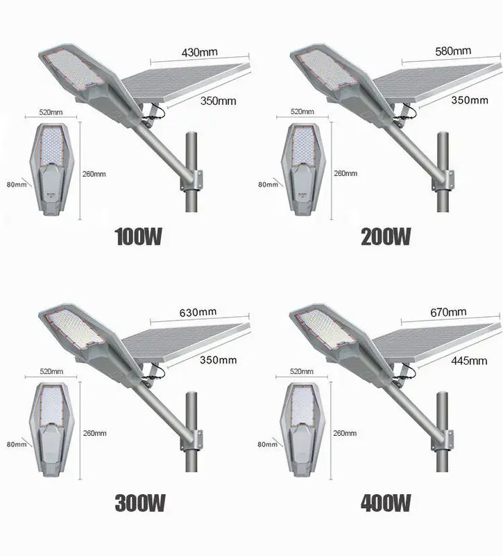 Lâmpadas solares 300w 400w 500w 200lm/W Ip66 Lâmpadas Solares Iluminação para comercial