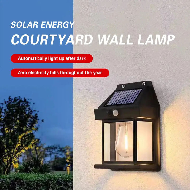 Lâmpada solar LED exterior com sensor de movimento Iluminação de parede Ip65 impermeável