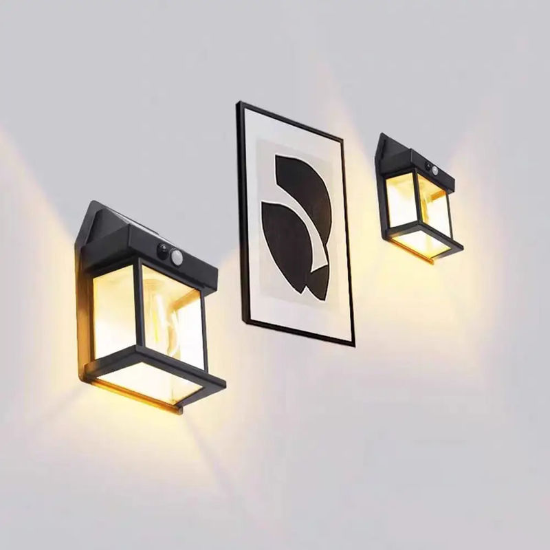 Lâmpada solar LED exterior com sensor de movimento Iluminação de parede Ip65 impermeável
