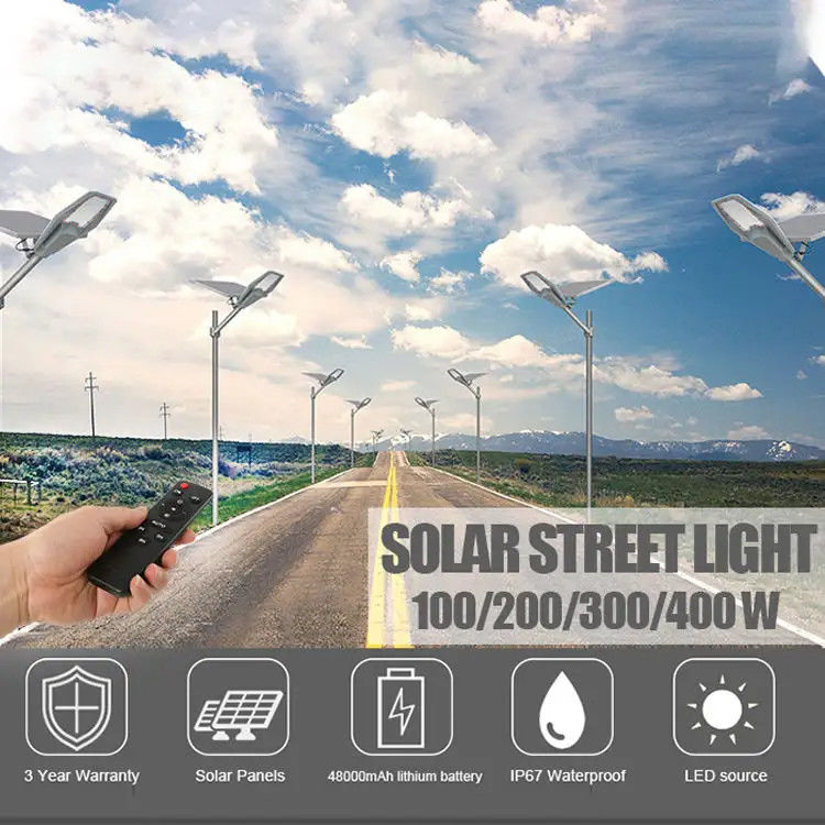 Lâmpadas solares 300w 400w 500w 200lm/W Ip66 Lâmpadas Solares Iluminação para comercial