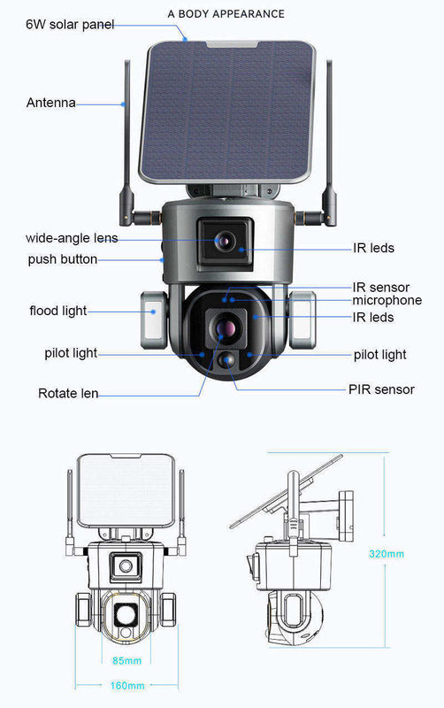 10x Zoom 4.0MP Wifi Dome CCTV Network Ipsy Bateria Solar de Backup Câmera de Vigilância 4g