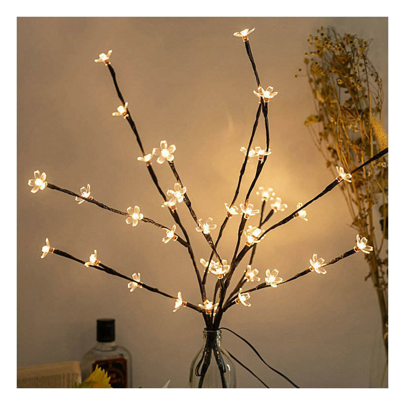 Indoor 36cm 24 lâmpadas Bateria Estrela de Natal Decoração de Casa Led Flor de Cereza Mesa Bonsai Árvore Fada Luz