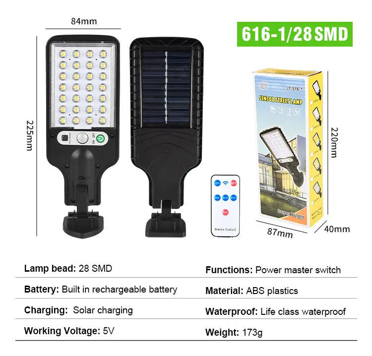 Lâmpada solar de jardim sensor de alta luminosidade de segurança para iluminação exterior