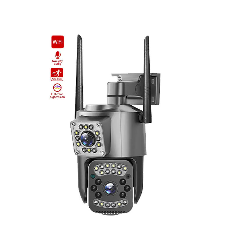 4MP Wireless IP Security Dual Lens 4G Bala PTZ Câmera V380 Bala 3,5 polegadas Preto