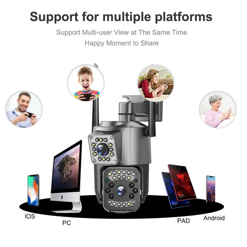 4MP Wireless IP Security Dual Lens 4G Bala PTZ Câmera V380 Bala 3,5 polegadas Preto