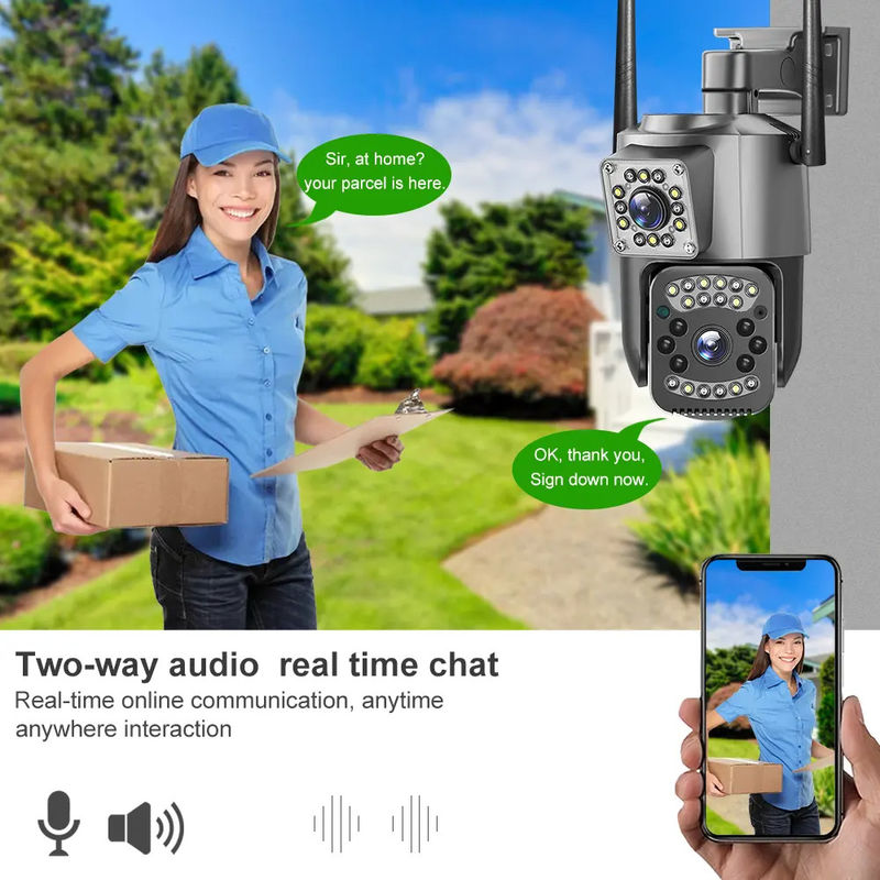 4MP Wireless IP Security Dual Lens 4G Bala PTZ Câmera V380 Bala 3,5 polegadas Preto