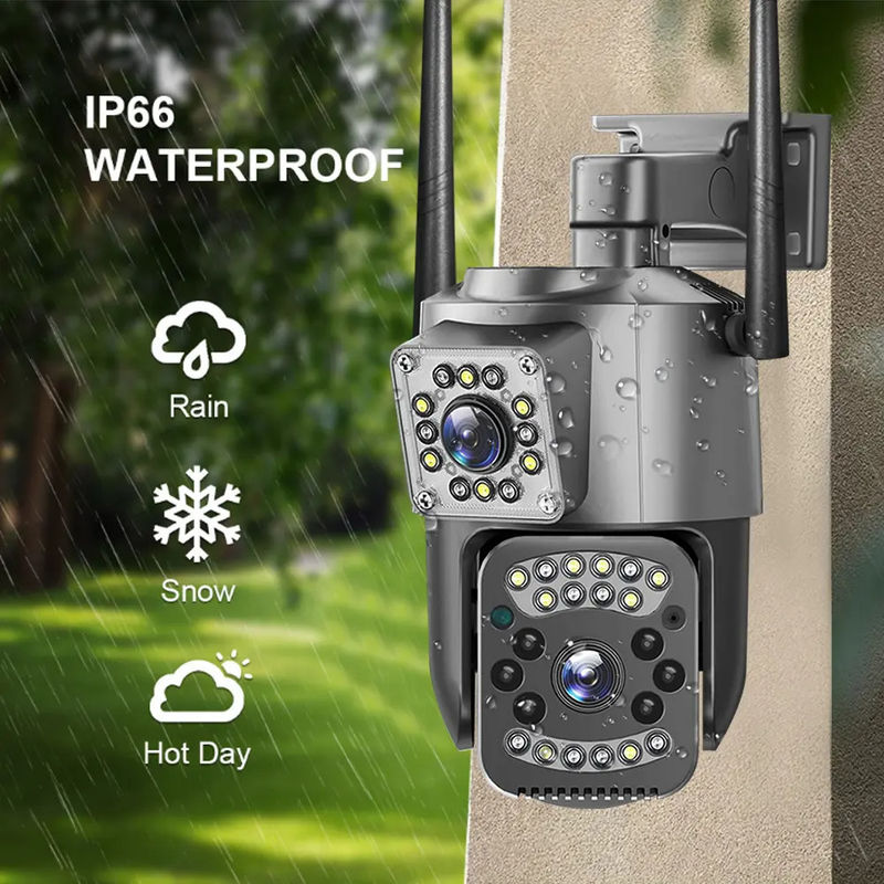 4MP Wireless IP Security Dual Lens 4G Bala PTZ Câmera V380 Bala 3,5 polegadas Preto