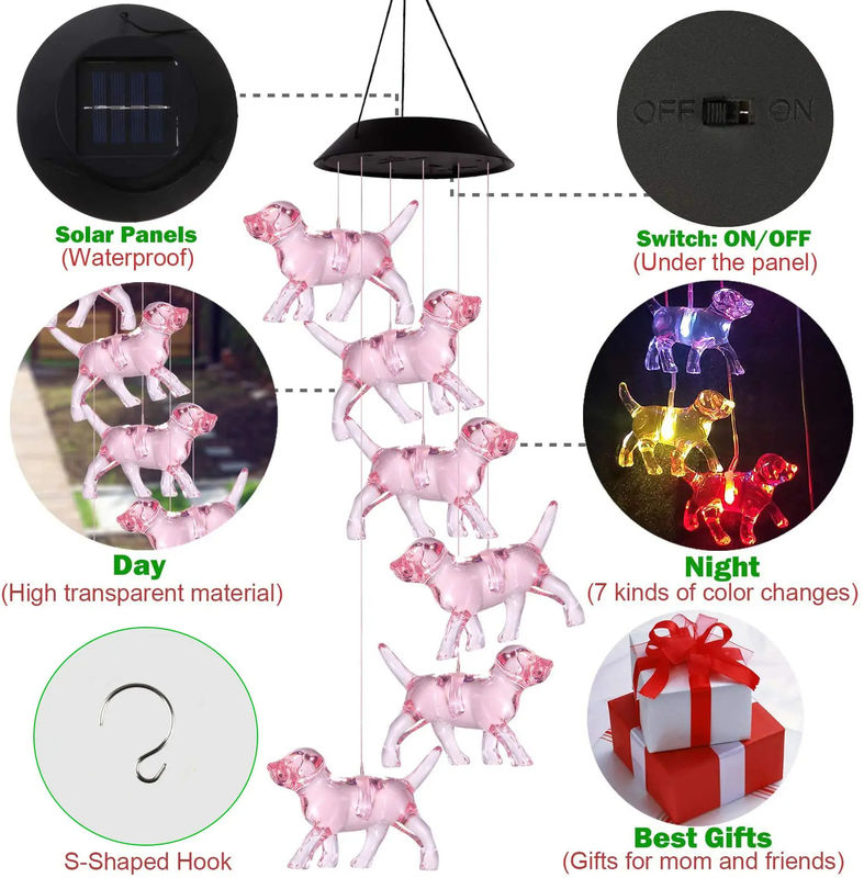 Decoração para o lar LED Vento Solar Sinos Luz com design exterior à prova d'água e colorido
